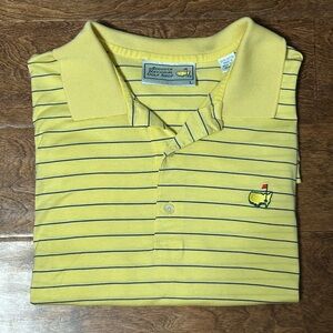 Augusta National Golf Shop Vintage Polo Masters Size Large Yellow, Blue Stripes
